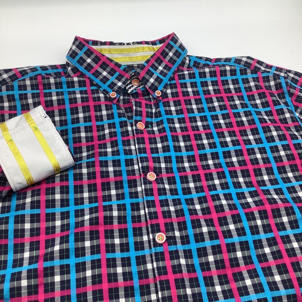 Robert Graham X Mens Tailored Fit Long Sleeve Button Up Shirt Size Large